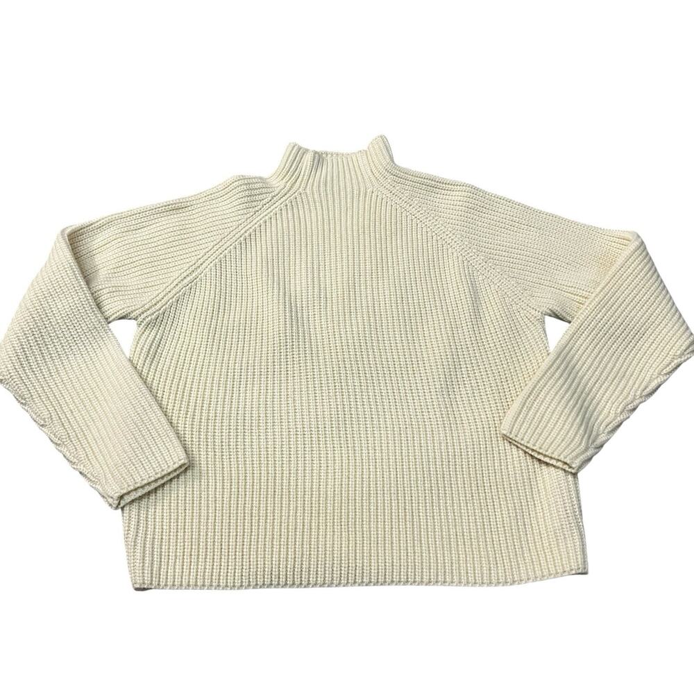 Zara Chunky Pullover Sweater Small Mock Neck Coastal Fisherman Ribbed Minimalist